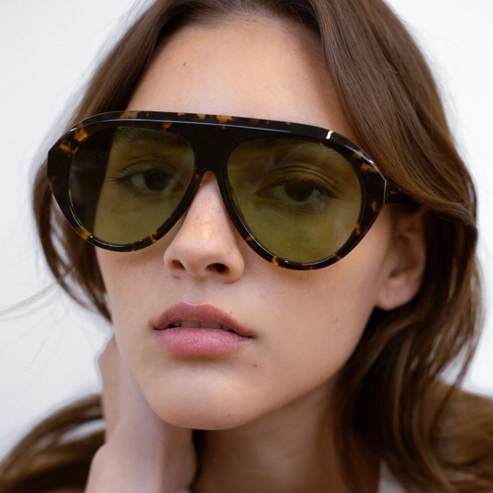 Tortoise Shell Aviator Sunglasses with Yellow Lenses